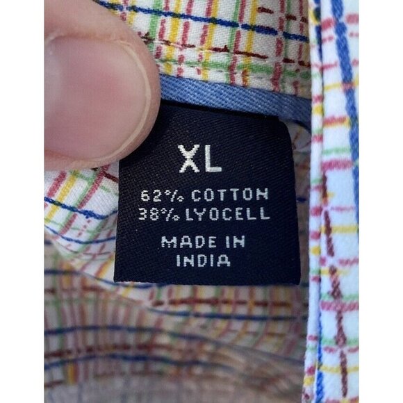 Hart Schaffner Marx Check Button Up Shirt Size XL Men’s Rainbow Short Sleeve - Picture 4 of 7